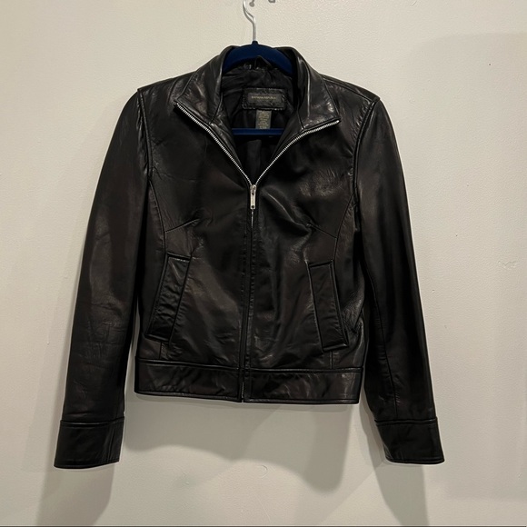 Banana Republic Black Leather Jacket Small - Picture 1 of 6
